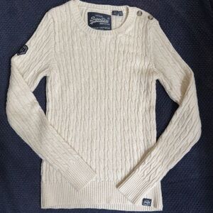 Superdry Women's Off-White Cable Knit Sweater